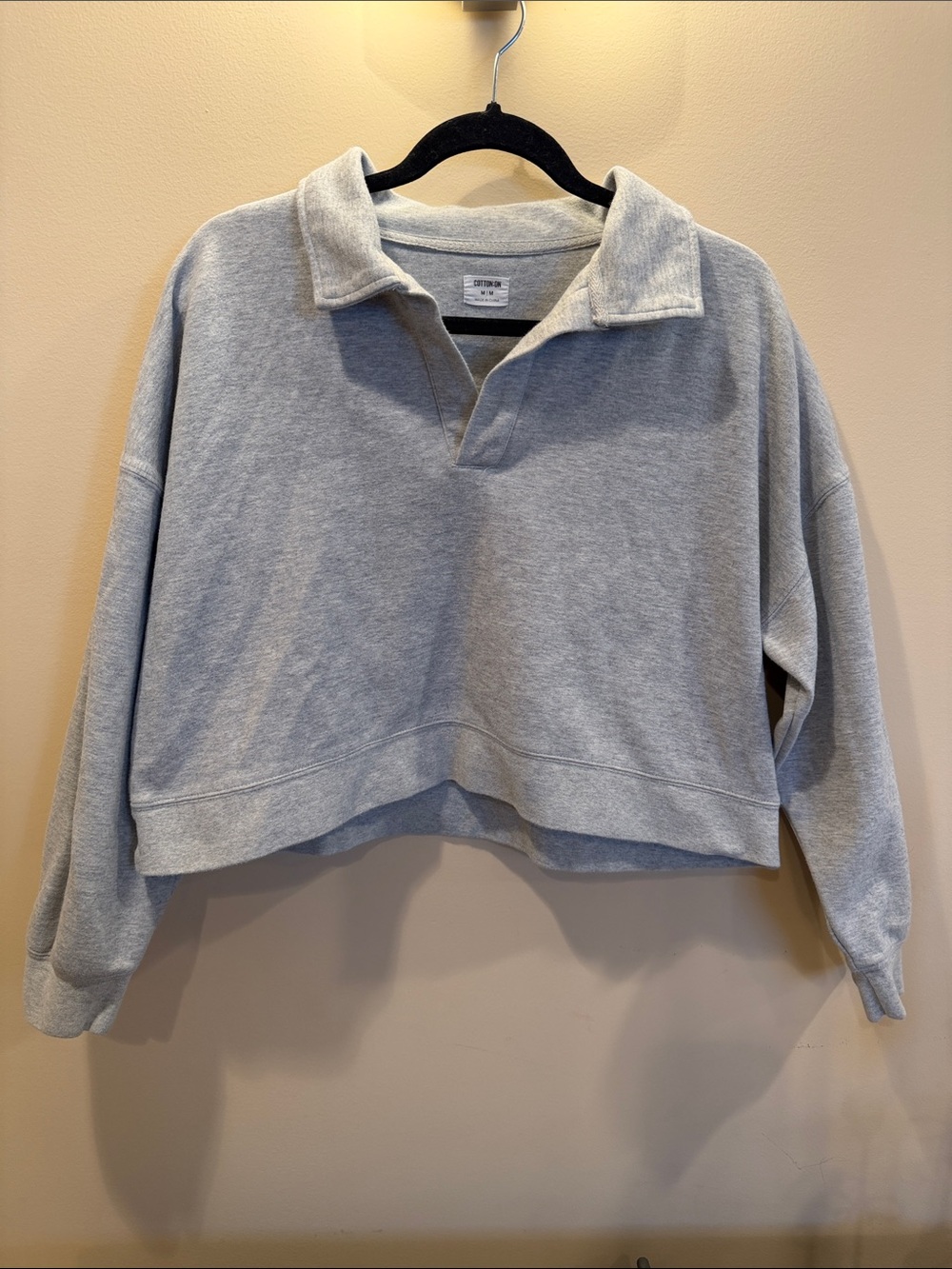 Cotton On Light Gray Cropped Collared Pullover